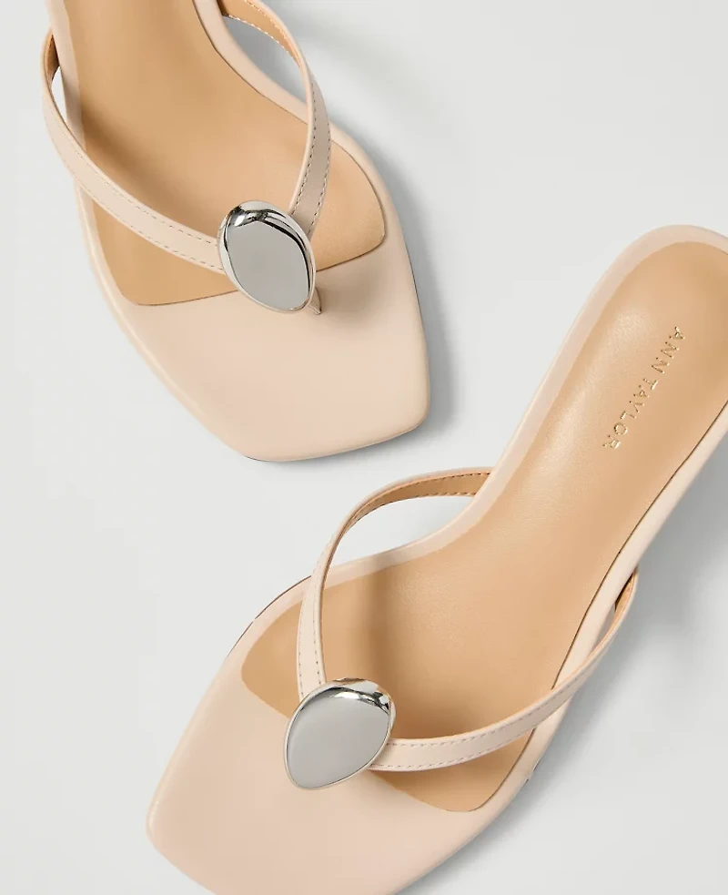 Ann Taylor Leather Flip Flop Heeled Sandal Women's