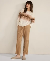 Ann Taylor Haven Well Within Cashmere Ombré Stripe Crewneck Sweater Pink Women's