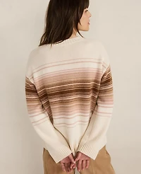 Ann Taylor Haven Well Within Cashmere Ombré Stripe Crewneck Sweater Pink Women's