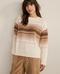Ann Taylor Haven Well Within Cashmere Ombré Stripe Crewneck Sweater Pink Women's