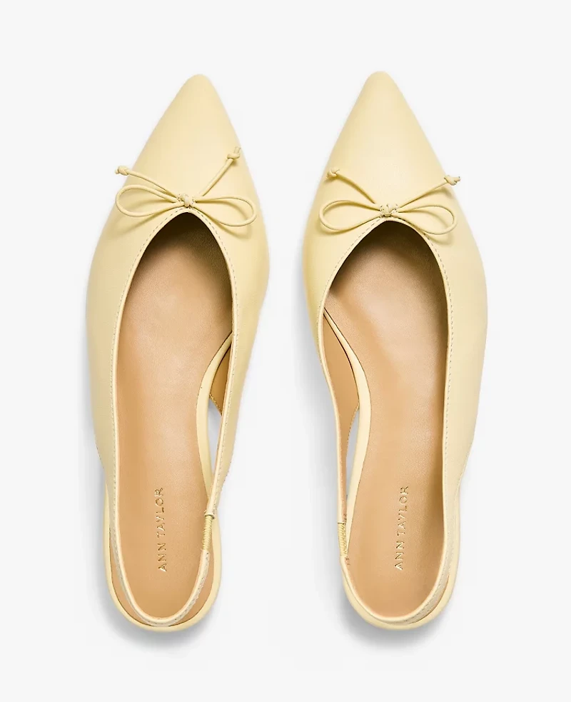 Ann Taylor Weekend Collection Leather Bow Slingback Flat Sun Soaked Women's