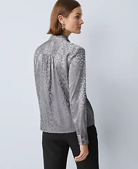 Ann Taylor Petite Animal Print Bow Blouse City Skyline Women's