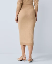 Ann Taylor Petite Lurex Midi Sweater Skirt Cafe Au Lait Women's