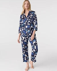 Ann Taylor Paisley Satin Pajama Set Night Sky Women's