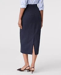 Ann Taylor Petite Button Column Midi Skirt Indigo Blend Women's