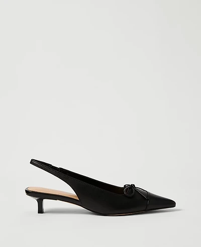 Ann Taylor Leather Bow Slingback Pump Black Women's