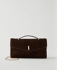 Ann Taylor Suede Shoulder Bag Midnight Mahogany Women's