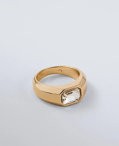 Ann Taylor Beveled Crystal Metal Ring Goldtone Women's
