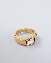 Ann Taylor Beveled Crystal Metal Ring Goldtone Women's
