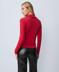 Ann Taylor Shawl Collar Wrap Top Size Medium Jewel Red Women's