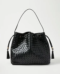 Ann Taylor Cinched Tassel Woven Tote Women's