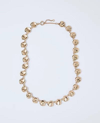 Ann Taylor Hammered Metal Disc Necklace Goldtone Women's
