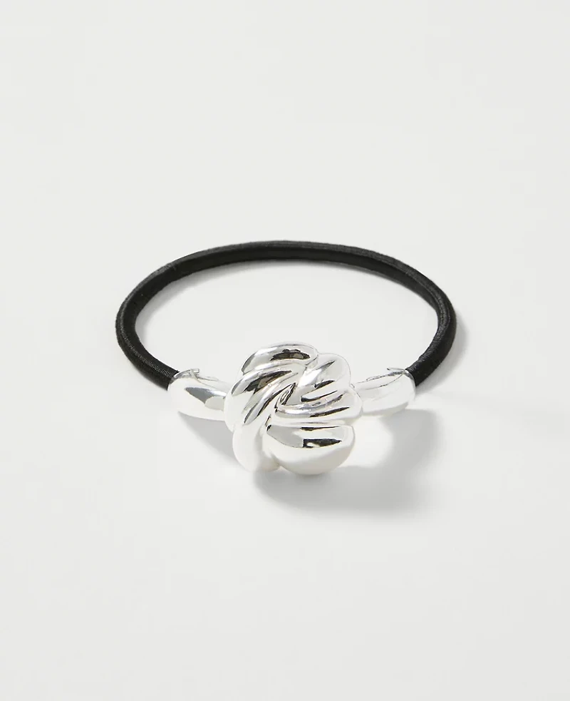 Ann Taylor Knotted Hair Tie Silvertone Women's