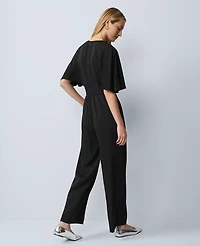 Ann Taylor Belted Wide-Leg Jumpsuit Black Women's