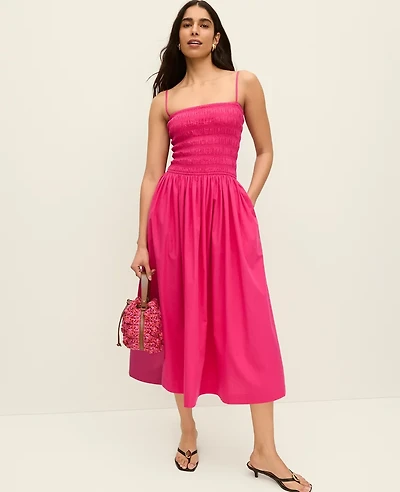 Ann Taylor Smocked Flare Maxi Dress Women's