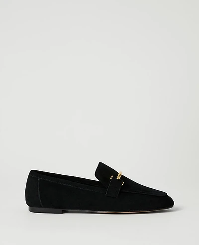 Ann Taylor Chain Embellished Suede Loafer Women's