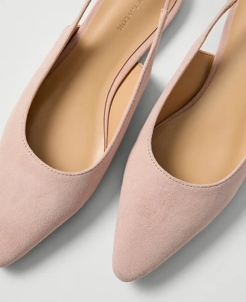 Ann Taylor Suede Slingback Flat Rose Veil Women's