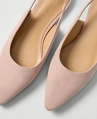 Ann Taylor Suede Slingback Flat Rose Veil Women's