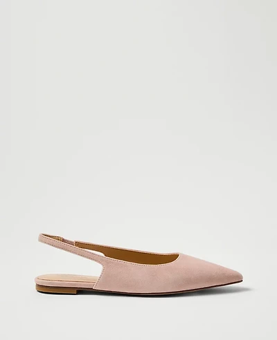 Ann Taylor Suede Slingback Flat Rose Veil Women's