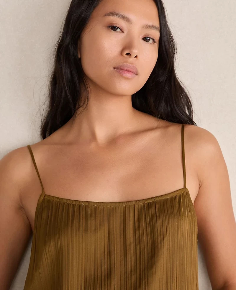 Ann Taylor Haven Well Within Silky Pleated Maxi Dress Dried Moss Women's