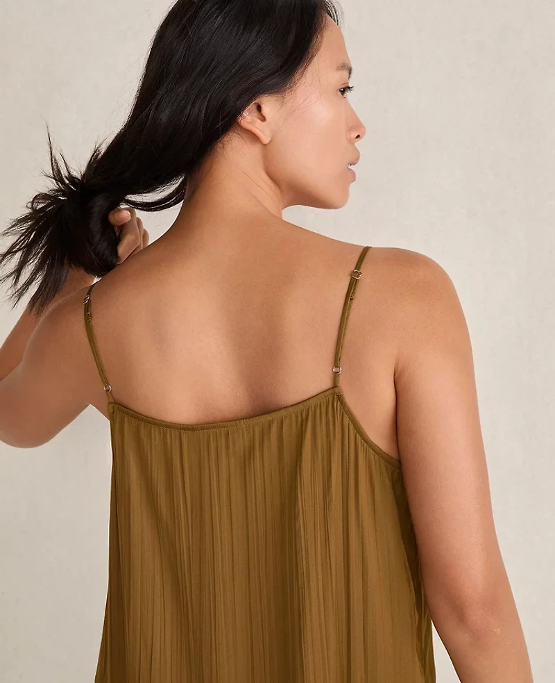 Ann Taylor Haven Well Within Silky Pleated Maxi Dress Dried Moss Women's