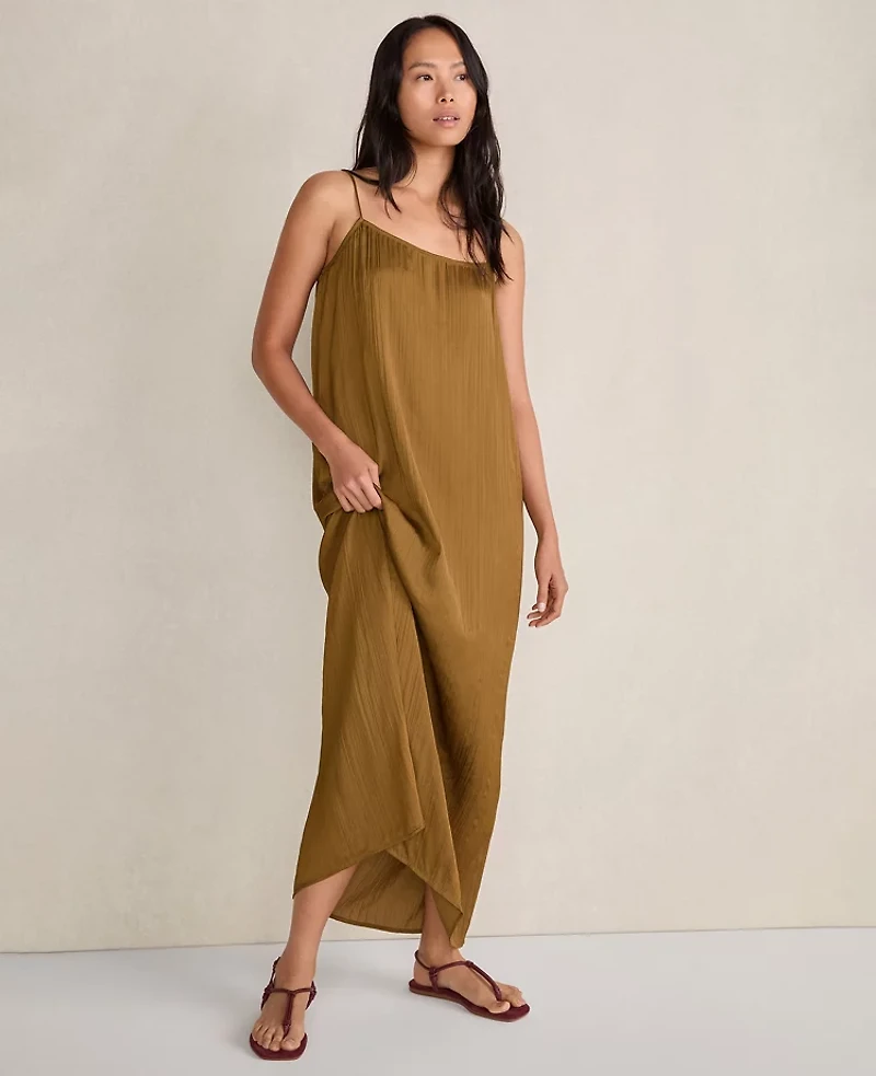Ann Taylor Haven Well Within Silky Pleated Maxi Dress Dried Moss Women's