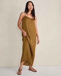 Ann Taylor Haven Well Within Silky Pleated Maxi Dress Dried Moss Women's