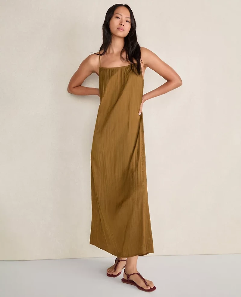 Ann Taylor Haven Well Within Silky Pleated Maxi Dress Dried Moss Women's