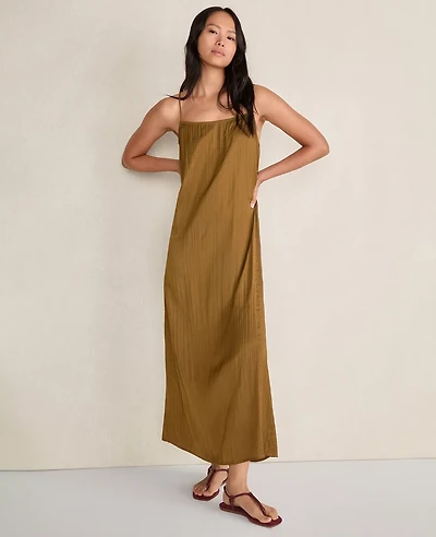 Ann Taylor Haven Well Within Silky Pleated Maxi Dress Dried Moss Women's