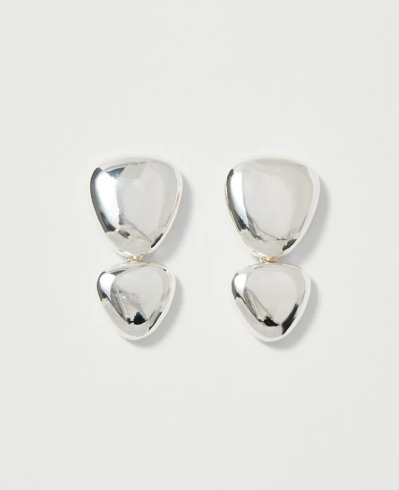 Ann Taylor Double Disc Drop Earrings Silvertone Women's
