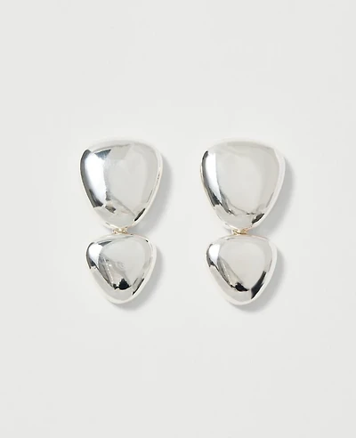 Ann Taylor Double Disc Drop Earrings Silvertone Women's