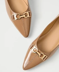 Ann Taylor Hardware Embellished Patent Flat Toasted Acorn Women's