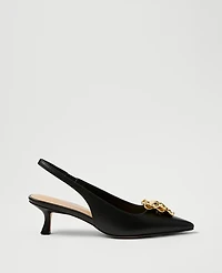 Ann Taylor Flower Leather Slingback Pump Women's