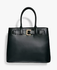 Ann Taylor Belted Leather Tote Black Women's