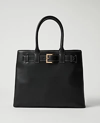 Ann Taylor Belted Leather Tote Black Women's