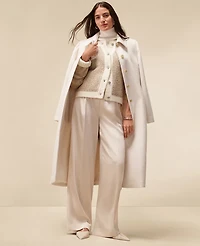 Ann Taylor The Petite Pleated Trouser Satin Feather Women's