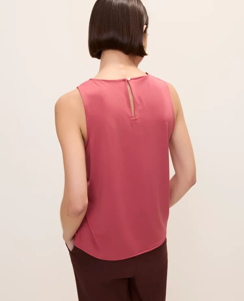 Ann Taylor Mixed Media Lace Trim Top Women's