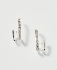 Ann Taylor Pavé Double Loop Drop Earrings Silvertone Women's