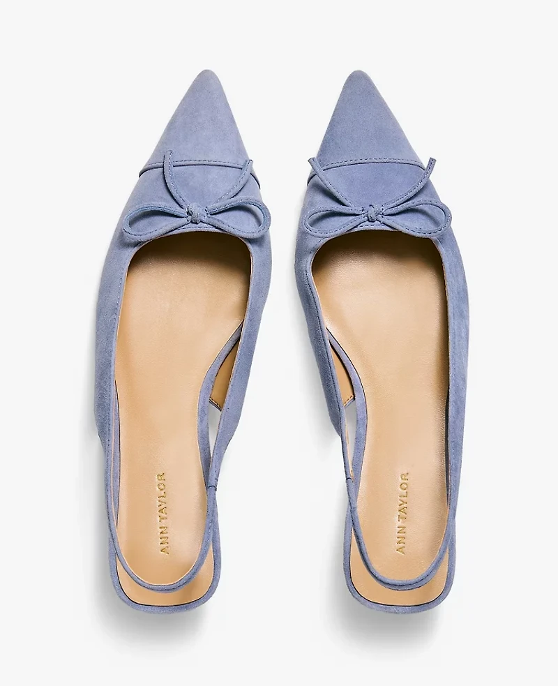 Ann Taylor Suede Bow Slingback Pump Daybreak Dew Women's