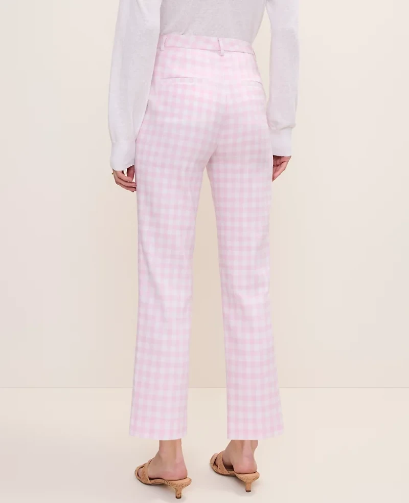 Ann Taylor The Slim Crop Pant Gingham Linen Blend Vibrant Pink Women's