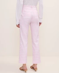Ann Taylor The Slim Crop Pant Gingham Linen Blend Vibrant Pink Women's