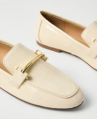 Ann Taylor Chain Embellished Patent Loafer Ivory Cream Women's