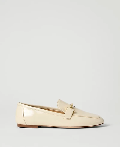 Ann Taylor Chain Embellished Patent Loafer Ivory Cream Women's