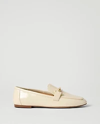 Ann Taylor Chain Embellished Patent Loafer Ivory Cream Women's