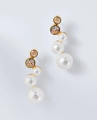 Ann Taylor Double Crystal Stud Earrings Ivory Women's