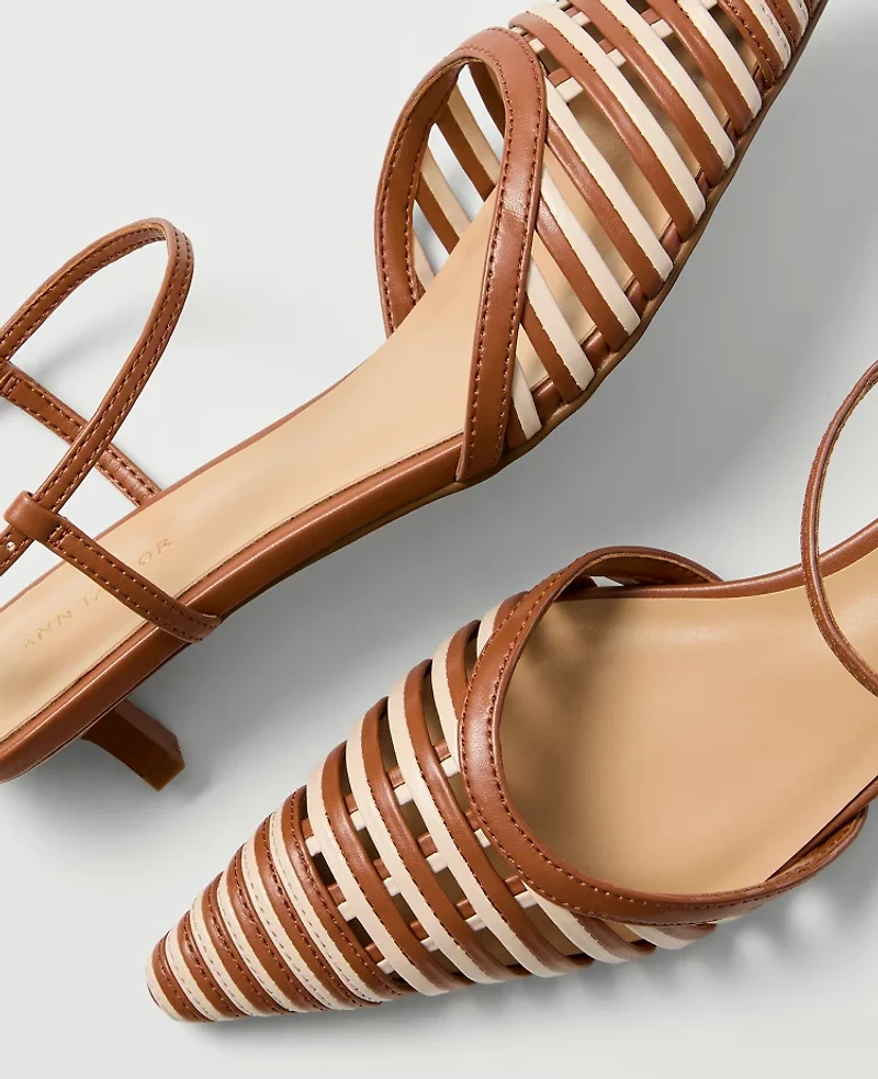 Ann Taylor Metallic Kitten Heel Pump Smoked Paprika Women's