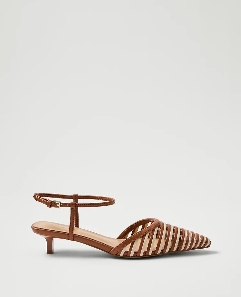 Ann Taylor Metallic Kitten Heel Pump Smoked Paprika Women's