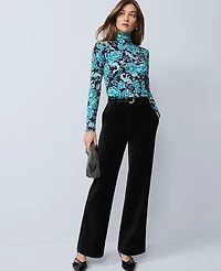 Ann Taylor Petite Floral Turtleneck Top Aubergine Dream Women's