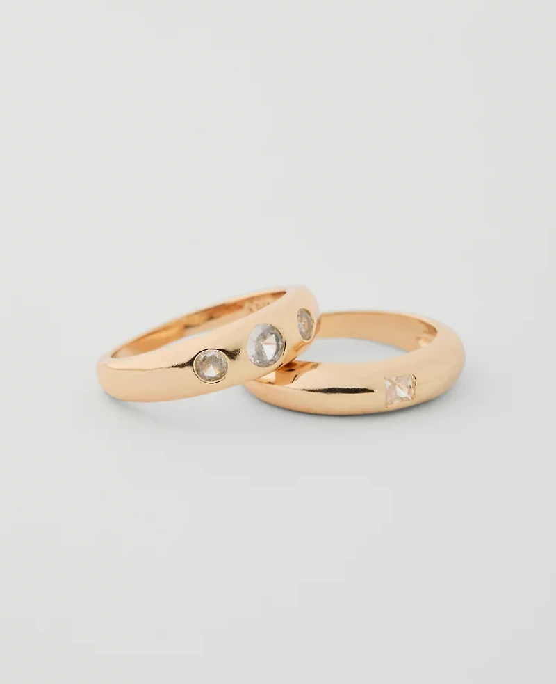 Ann Taylor Crystal Ring Set Goldtone Women's