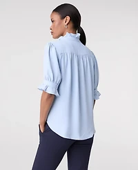 Ann Taylor Ruffle Collar Shirt Pristine Blue Women's